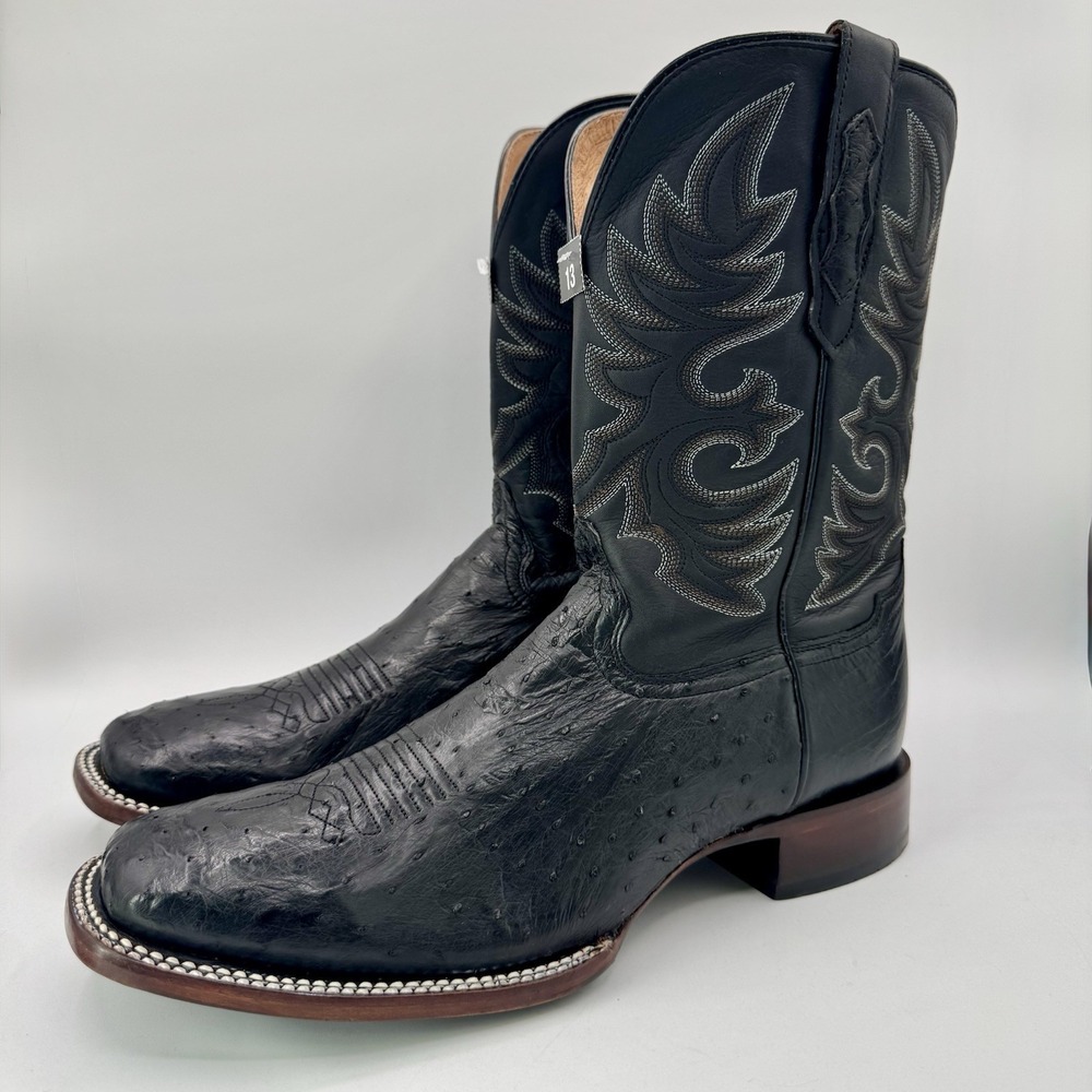 Cody James Ostrich Boots Men's Size 13 D Black Exotic Genuine